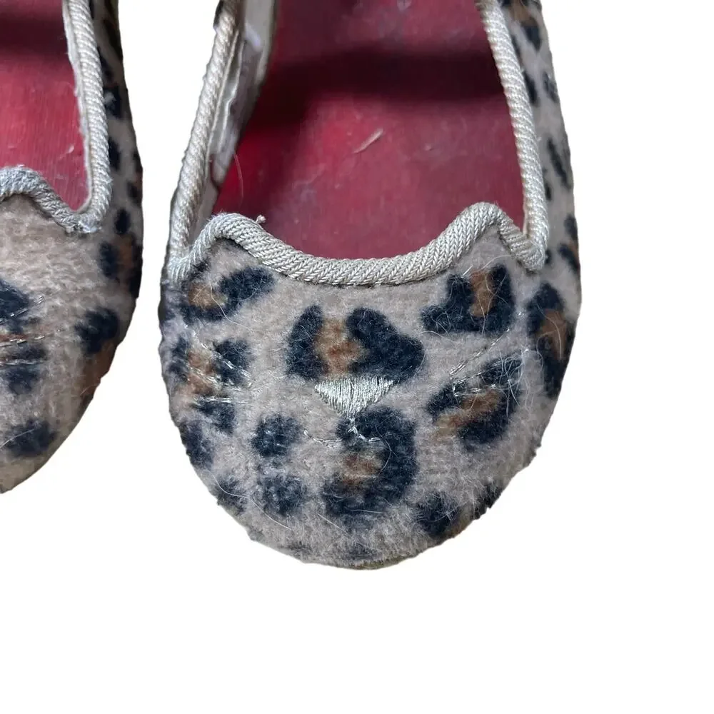 Carter's Toddler Embroidered Cat Face Leopard Print Mary Jane Shoes - Size 6